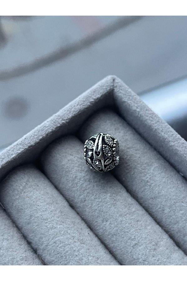 Asafaccessory Kafes İşi Yaprak Desen Charm Gri  - Image 1