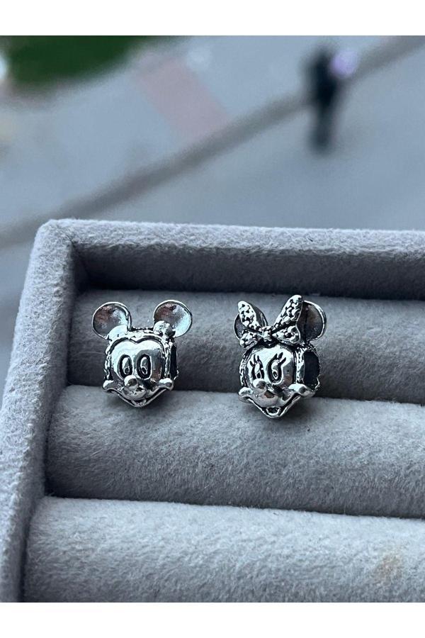 Asafaccessory Minnie Ve Mickey Kafa Charm Set | Gri  - Image 1