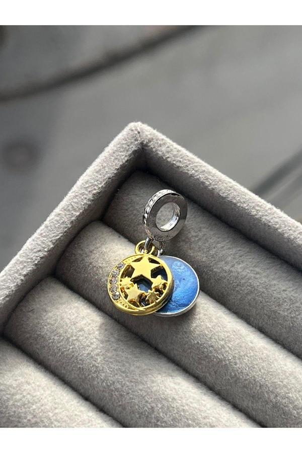 Asafaccessory Vintage Gökyüzü Güneş Ay Gold Charm Gold silver  - Image 1