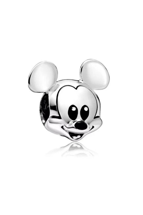 Asafaccessory Mickey Mouse Kafa Charm Gümüş Kaplama gri Tek Ebat - Image 1