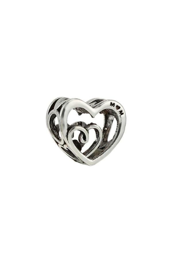 Asafaccessory İkili Kalp Mom Charm Gümüş Kaplama Gri Battal Standart - Image 1