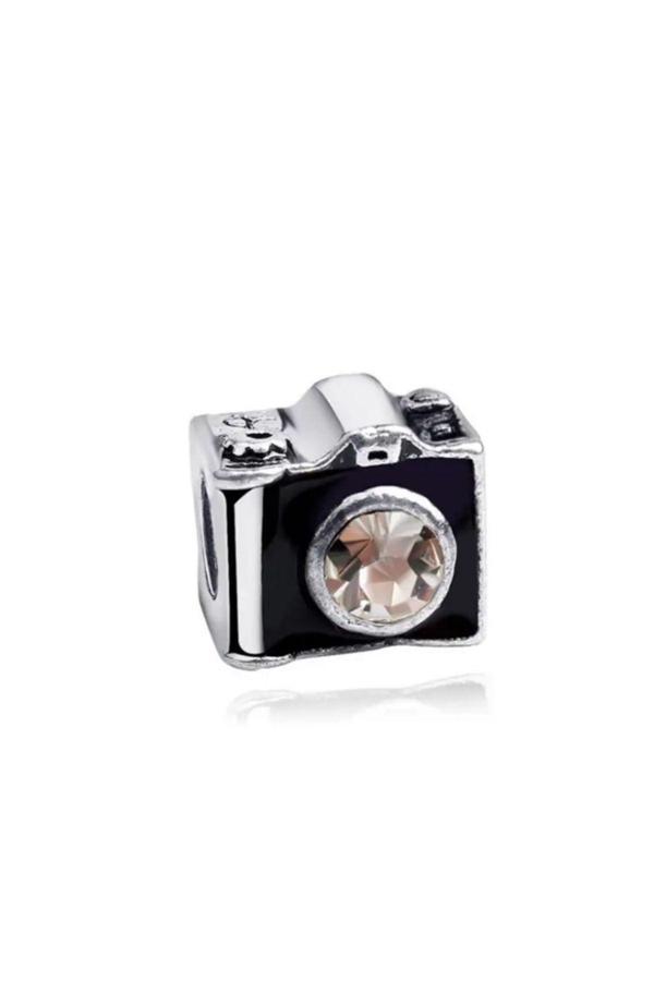 Asafaccessory Fotoğraf Makinesi Charm Gümüş Kaplama Siyah Tek Ebat - Image 1