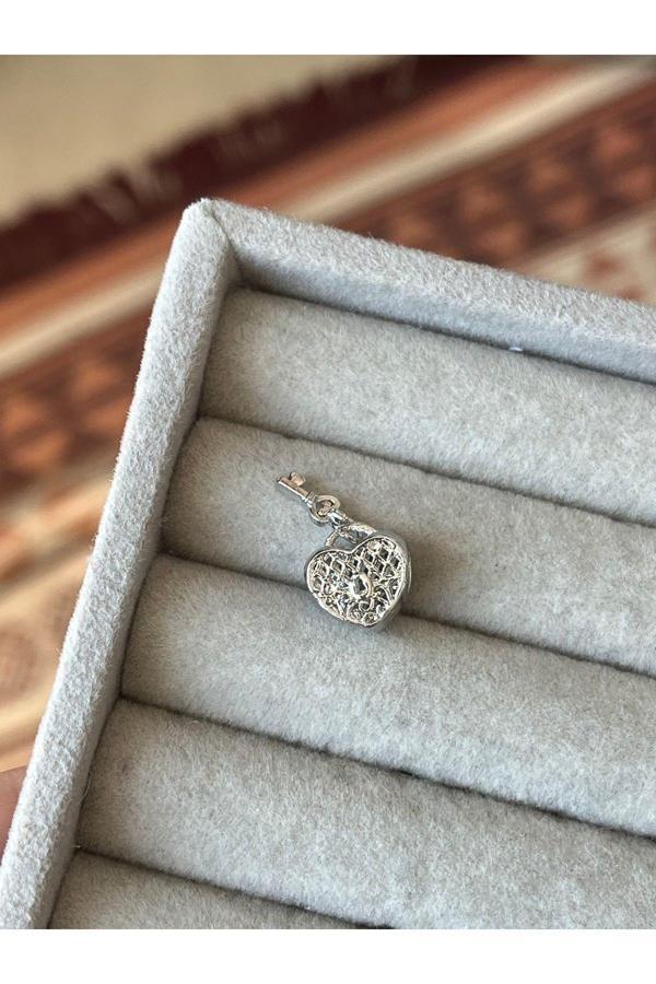 Asafaccessory Kalp Charm Gümüş Kaplama Gri Battal Standart - Image 1