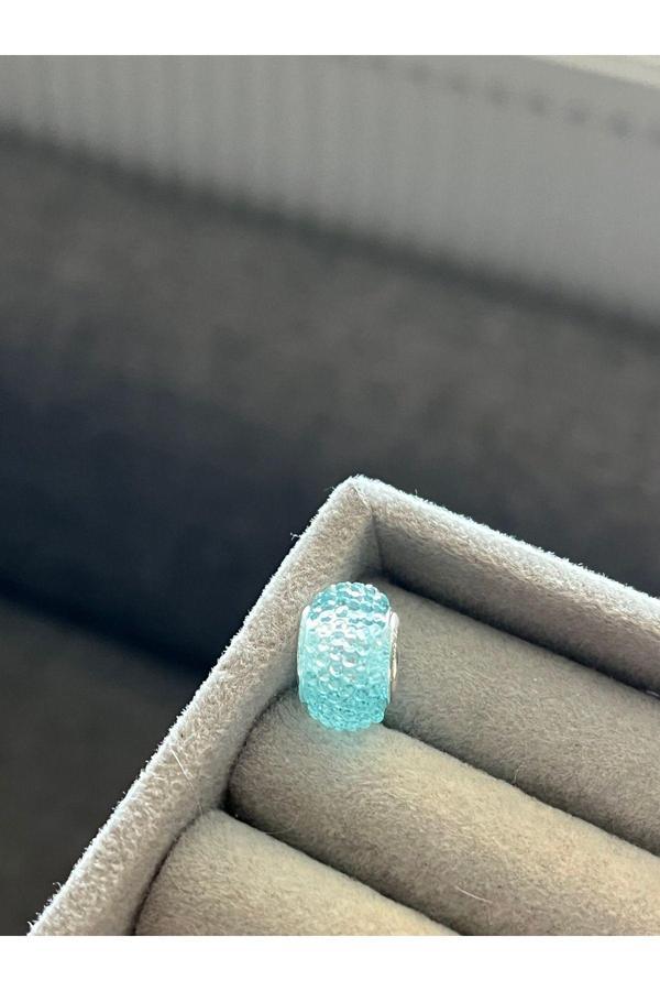 Asafaccessory Cam Damlacık Murano Charm Gümüş Kaplama Açık mavi L - Image 1