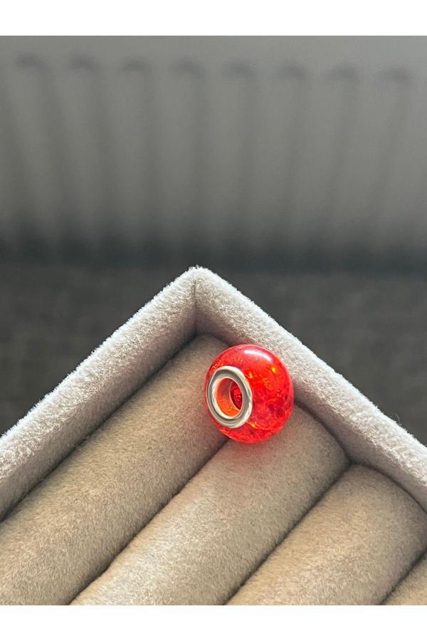 Asafaccessory Kırık Buz Murano Charm Gümüş Kaplama Kırmızı S - Image 1