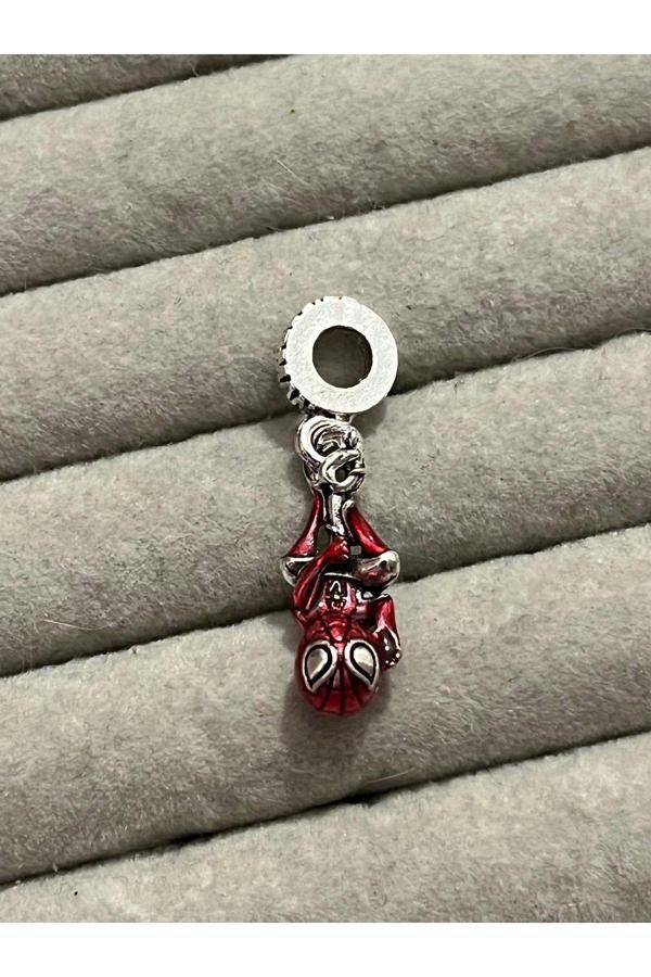 Asafaccessory Spiderman Charm Gümüş Kaplama Kırmızı Tek Ebat - Image 1