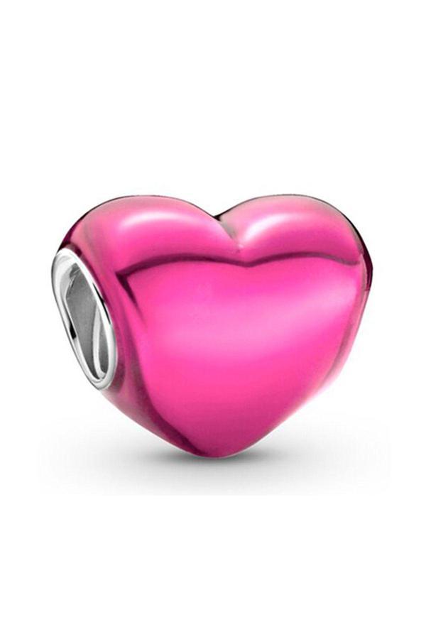 Asafaccessory Pembe Kalp Charm Gümüş Kaplama Pembe Battal Standart - Image 1