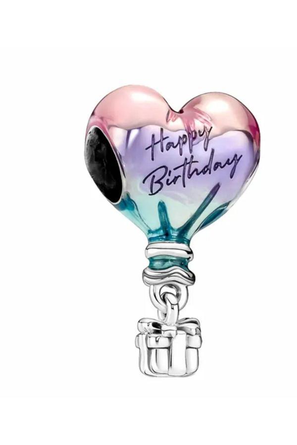 Asafaccessory Happy Birthday Balon Charm Gümüş Kaplama Pembe Tek Ebat - Image 1