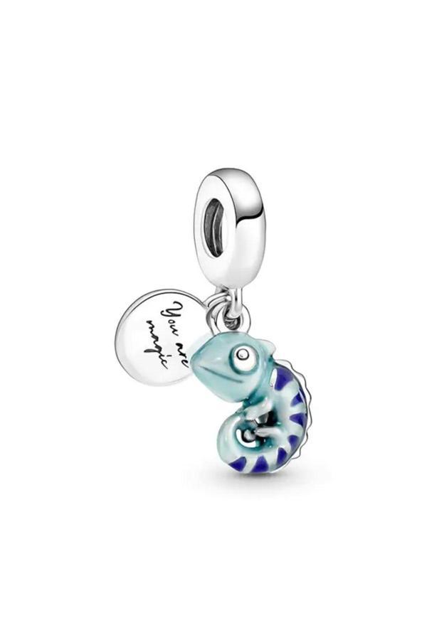 Asafaccessory Bukalemun Charm Gümüş Kaplama Mavi Tek Ebat - Image 1
