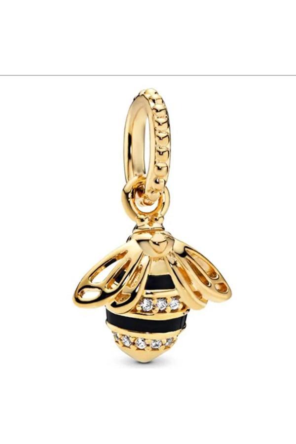 Asafaccessory Kraliçe Arı Charm Gümüş Kaplama Altın Tek Ebat - Image 1