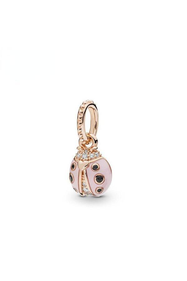Asafaccessory Pembe Uğur Böceği Charm Gümüş Kaplama Gri S - Image 1