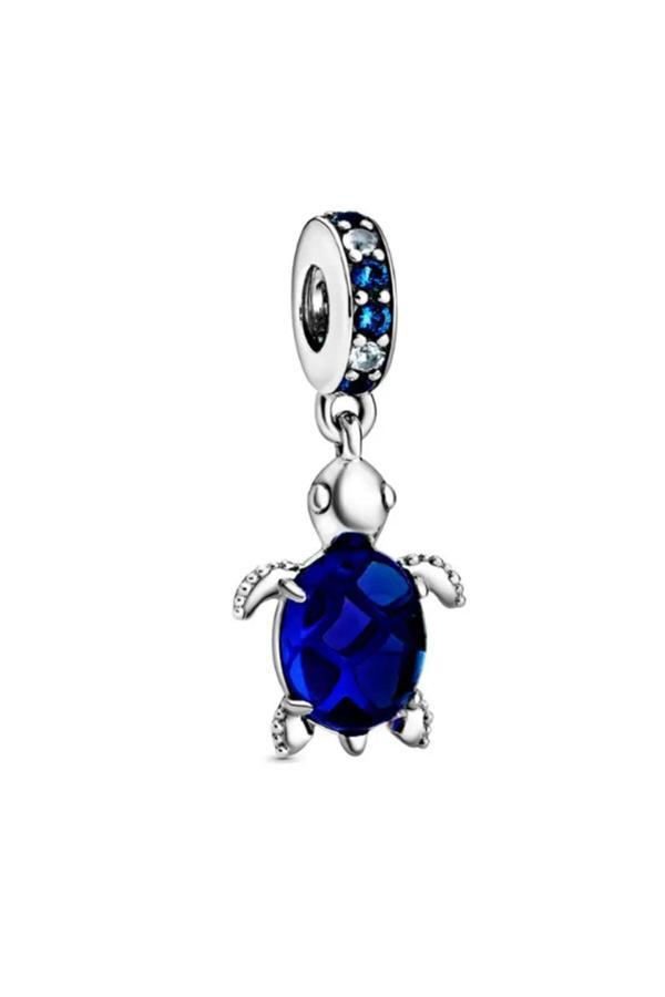 Asafaccessory Kaplumbağa Charm Gümüş Kaplama Lacivert Tek Ebat - Image 1