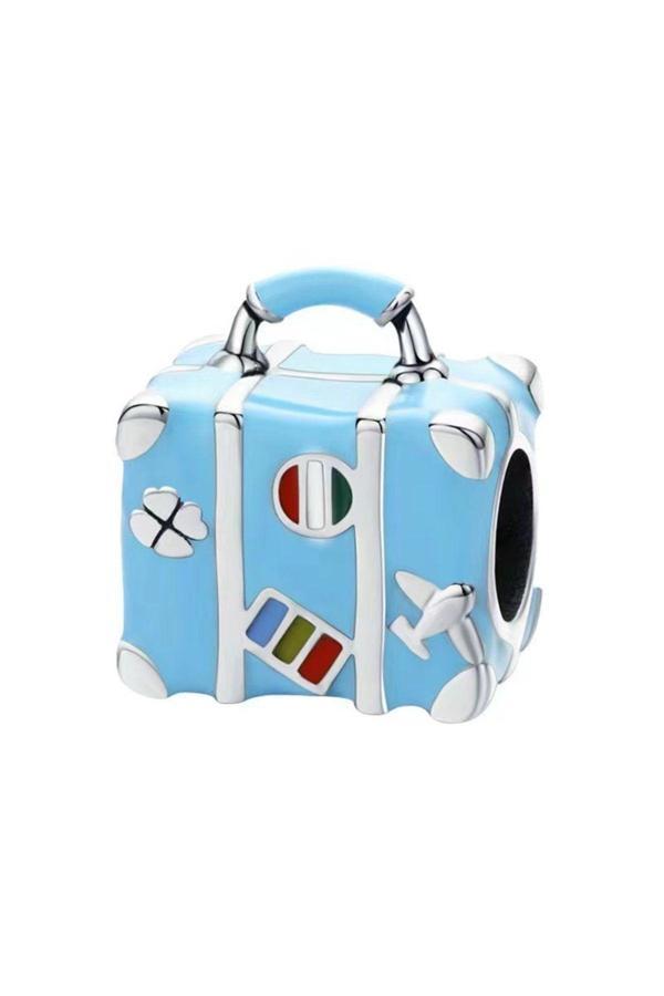 Asafaccessory Mavi Bavul-Valiz Charm Gümüş Kaplama Mavi Battal Standart - Image 1