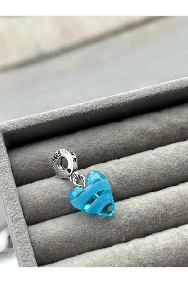 Asafaccessory Mavi Sallantılı Kalp Charm Gümüş Kaplama Mavi Tek Ebat - Image 1