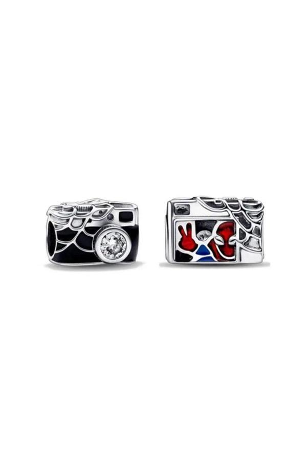 Asafaccessory Spiderman Fotoğraf Makinesi Charm Gümüş Kaplama Gümüş Tek Ebat - Image 1