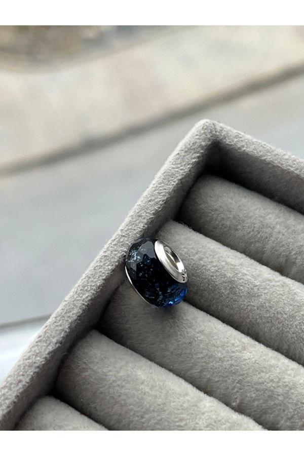 Asafaccessory Lacivert Işıltılı Murano Gümüş Kaplama Lacivert Tek Ebat - Image 1