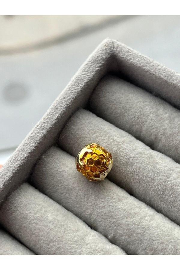 Asafaccessory Altın Bal Peteği Charm Gümüş Kaplama Gri Tek Ebat - Image 1