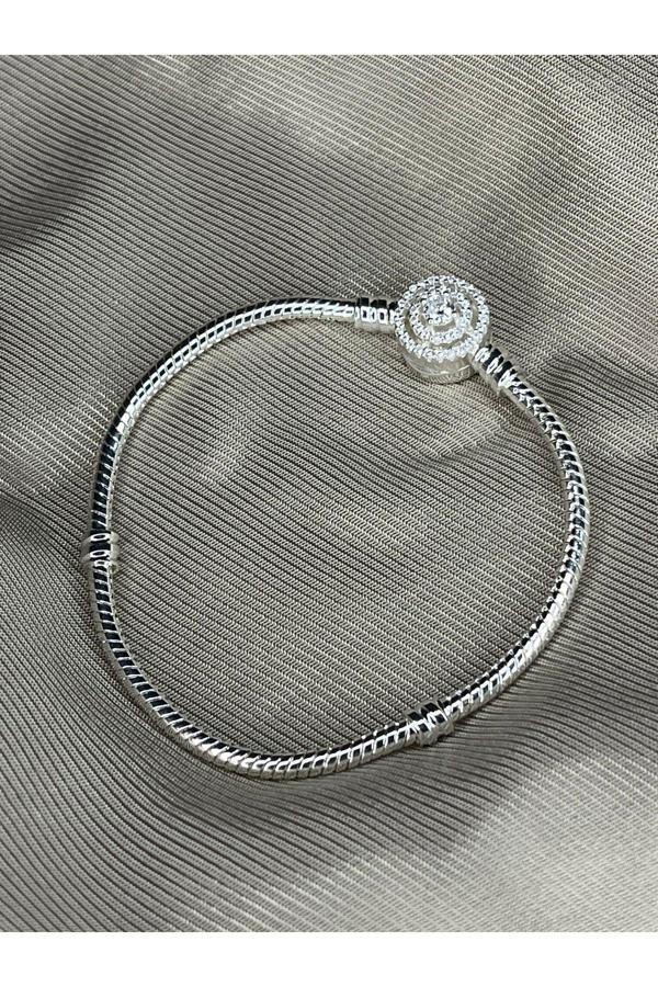 Asafaccessory Taşlı Hale Moments Bileklik 17 Cm ( Charm Takılabilir) Gri 17 cm - Image 1