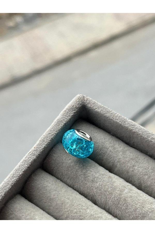Asafaccessory Turkuaz Murano Charm Gümüş Kaplama Turkuaz Tek Ebat - Image 1
