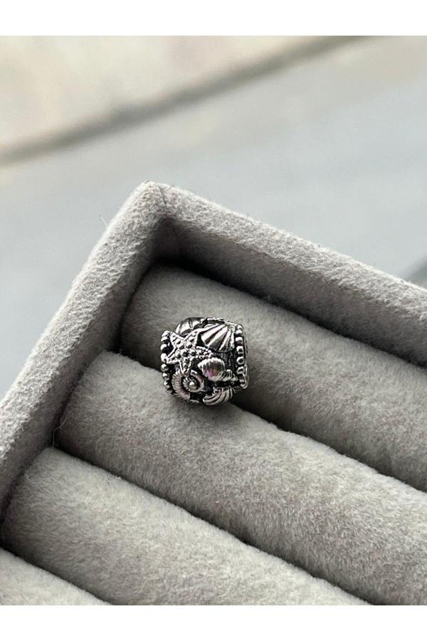 Asafaccessory Kafes İşi İstiridye Charm Gümüş Kaplama Gri Tek Ebat - Image 1