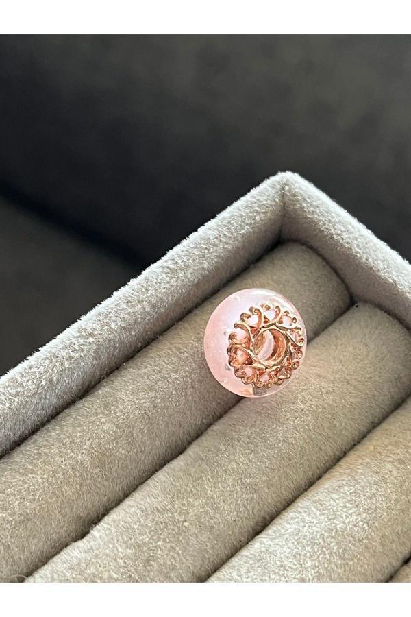 Asafaccessory Rose Vip Seri Murano Gümüş Kaplama Pembe Battal Standart - Image 1