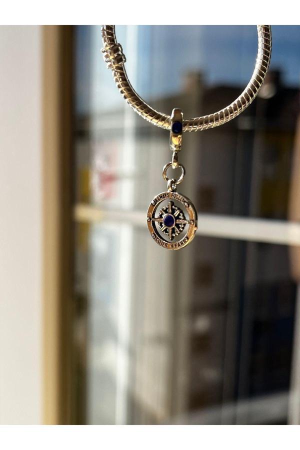 Asafaccessory Pusula Charm Gümüş Kaplama Gri Battal Standart - Image 1