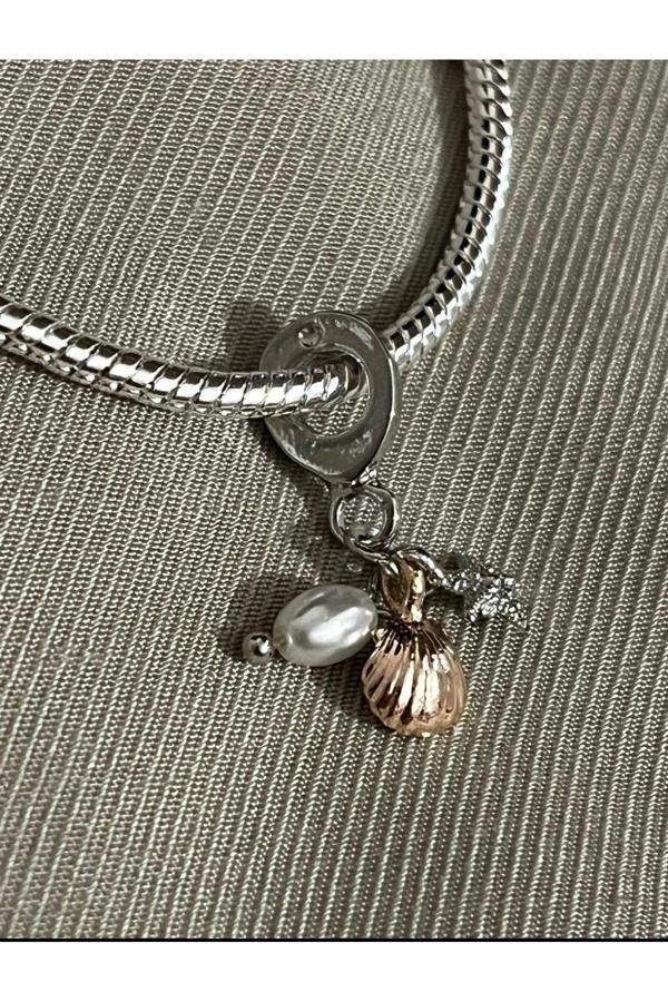 Asafaccessory İncili Sallantılı Charm Gümüş Kaplama Gümüş Tek Ebat - Image 1