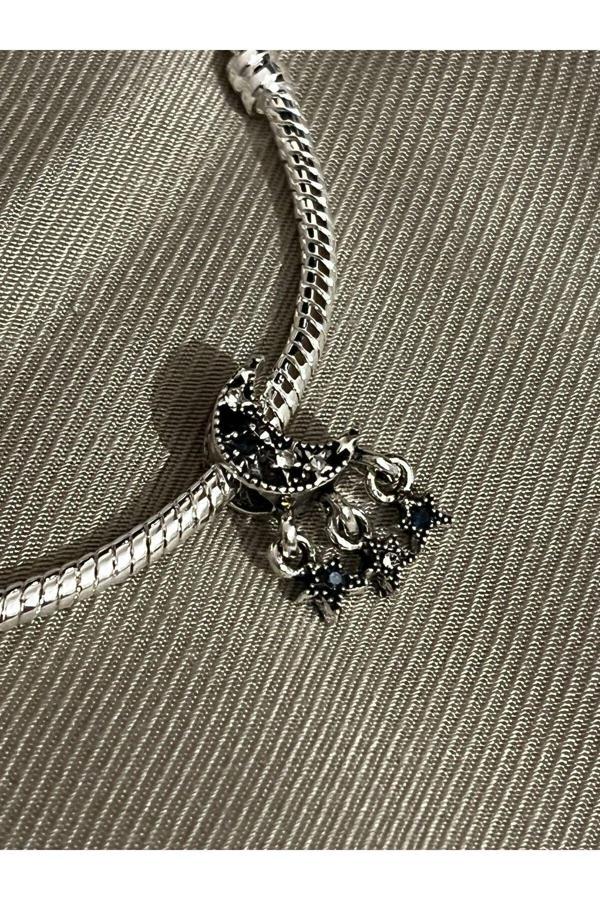 Asafaccessory Yıldız Sallantılı Ay Charm Gümüş Kaplama Gümüş Tek Ebat - Image 1