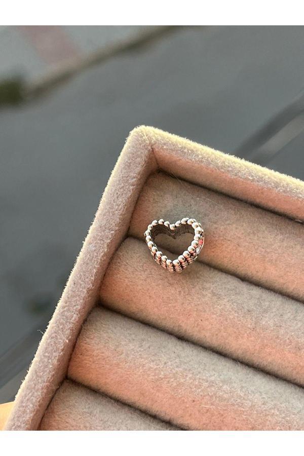 Asafaccessory Boncuklu Açık Kalp Küresi Charm Gümüş Kaplama Gri #1 - Image 1
