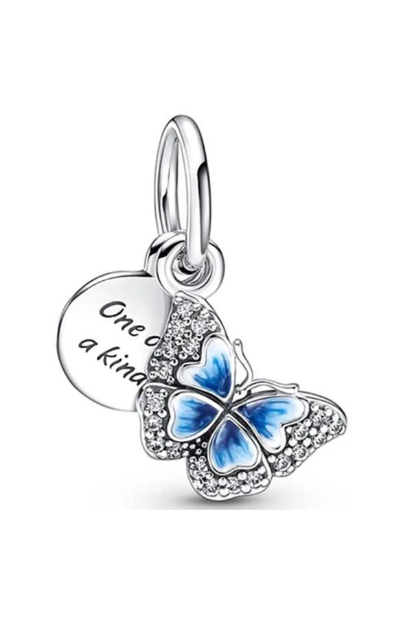 Asafaccessory Sallantılı Kelebek Charm Gümüş Kaplama Gri Tek Ebat - Image 1