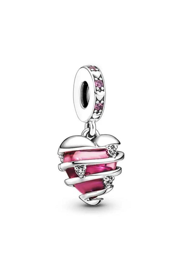 Asafaccessory Sarmal Kalp Charm Pembe Gümüş Kaplama Gümüş Tek Ebat - Image 1