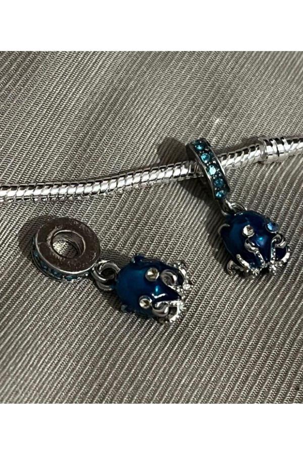 Asafaccessory Ahtapot Charm Gümüş Kaplama Mavi Tek Ebat - Image 1