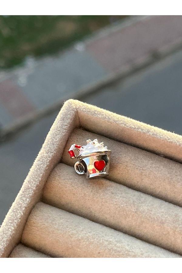 Asafaccessory Yılbaşı Kahve Kupası Charm Gümüş Kaplama Gri #1 - Image 1