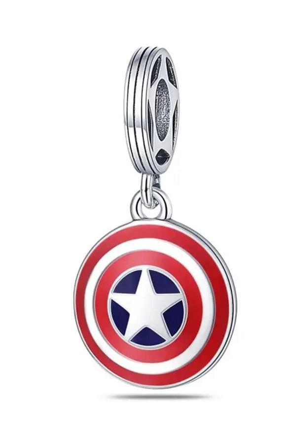 Asafaccessory Kaptan Amerika Kalkan Charm Gümüş Kaplama Gümüş Tek Ebat - Image 1