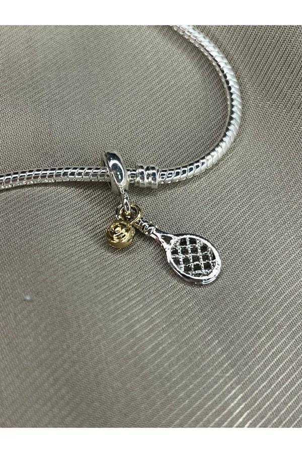 Asafaccessory Tenis Raket Charm Gümüş Kaplama Gümüş Tek Ebat - Image 1