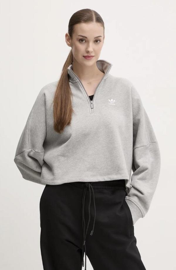 Adidas Essentials Kadın Bol Kesim Gri Sweatshirt - Image 1