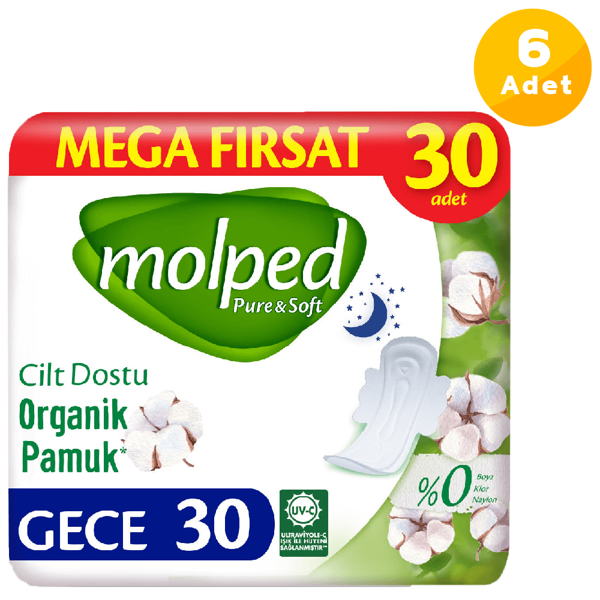 Molped Pure Soft Gece Mega Fırsat Paketi 30'lu 6 Paket - Image 1