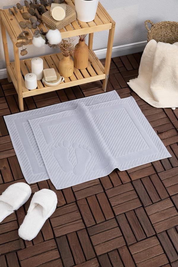 Leoline %100 Pamuk Premium 2'li Ayak Havlusu - Gri - Image 1
