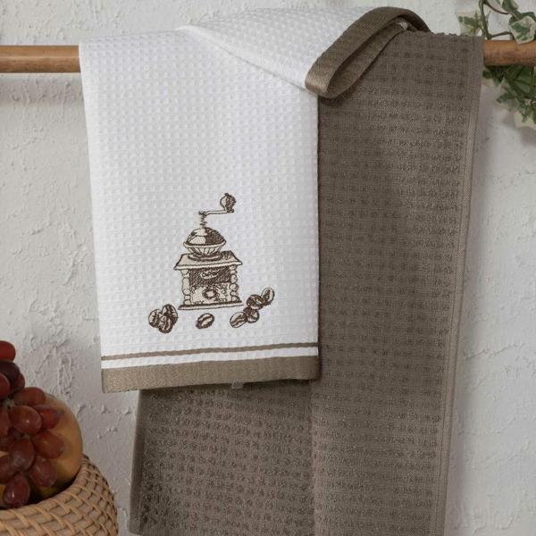 Maxstyle Mutfak Havlusu Pamuk Kahve Değirmeni Desen 2 Parça 40x60cm - Image 1