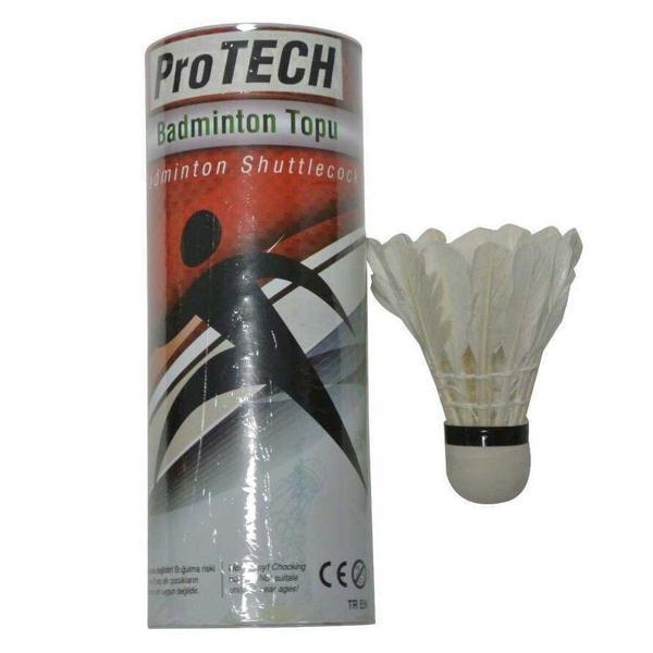 Protech Silindir Kutuda Kaz Tüyü 4'lü Beyaz Badminton Topu - Image 1
