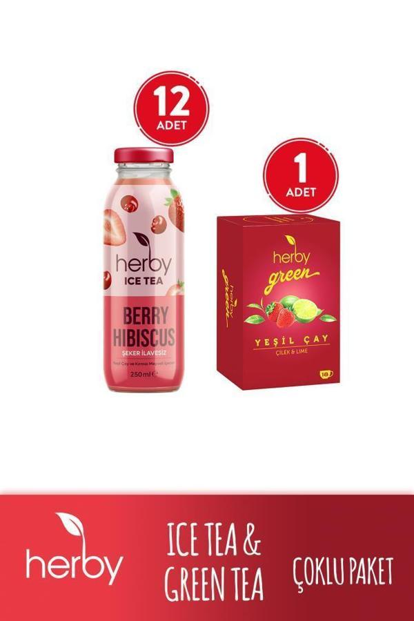 Diyete Destek Paketi (Ice Tea Berry Hibiskus 12'li Şeker İlavesiz Soğuk Çay + Yeşil Çay Çilek ve Lime) - Image 1