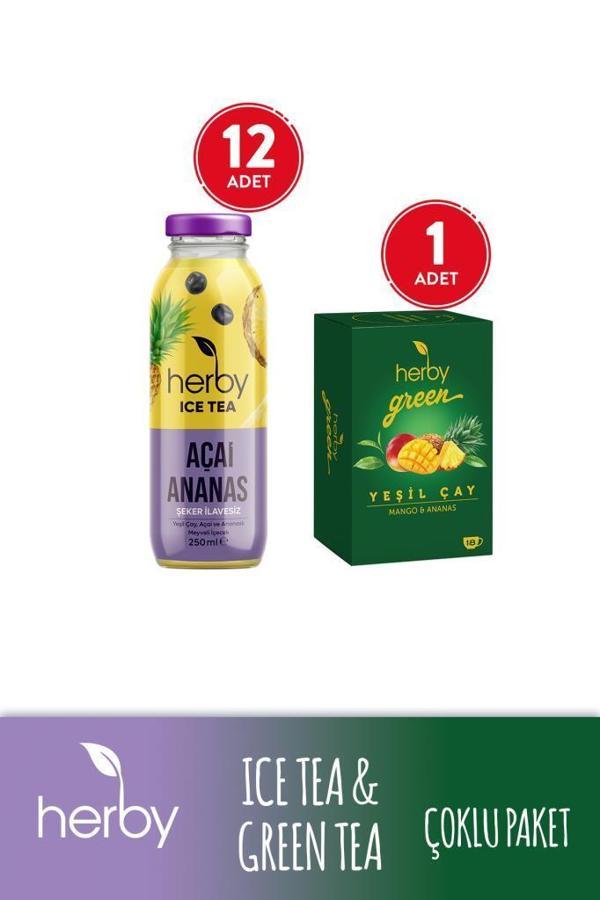 Diyete Destek Paketi (Ice Tea Açai Ananas 12'li Şeker İlavesiz Soğuk Çay + Yeşil Çay Mango ve Ananas) - Image 1