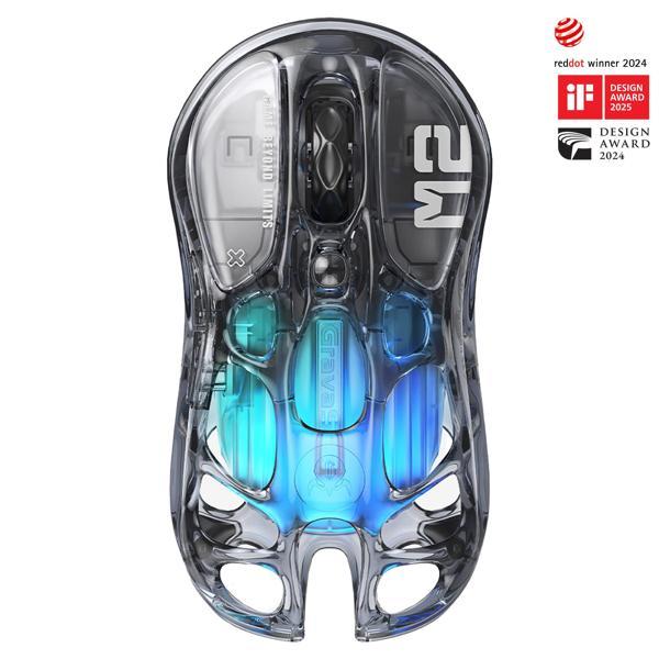 GravaStar Mercury M2 RGB 26K DPI Optik Gaming Mouse, Kablosuz, Programlanabilir 5 Tuşlu, Şeffaf Siya - Image 1
