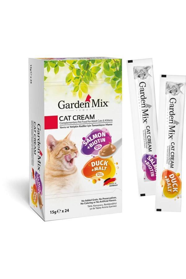 Garden Mix Kedi Kreması Somon+Ördek 15 Gr x 24 Adet Kedi Ödül Maması - Image 1