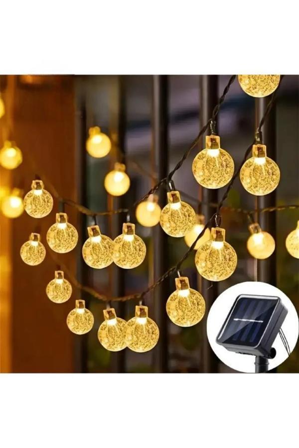 7 Metre 50 Led Opak Solar Lamba Güneş Enerjili Sarı Işık Top Zincir Bahçe Aydınlatma Parti Süs Lambası - Image 1