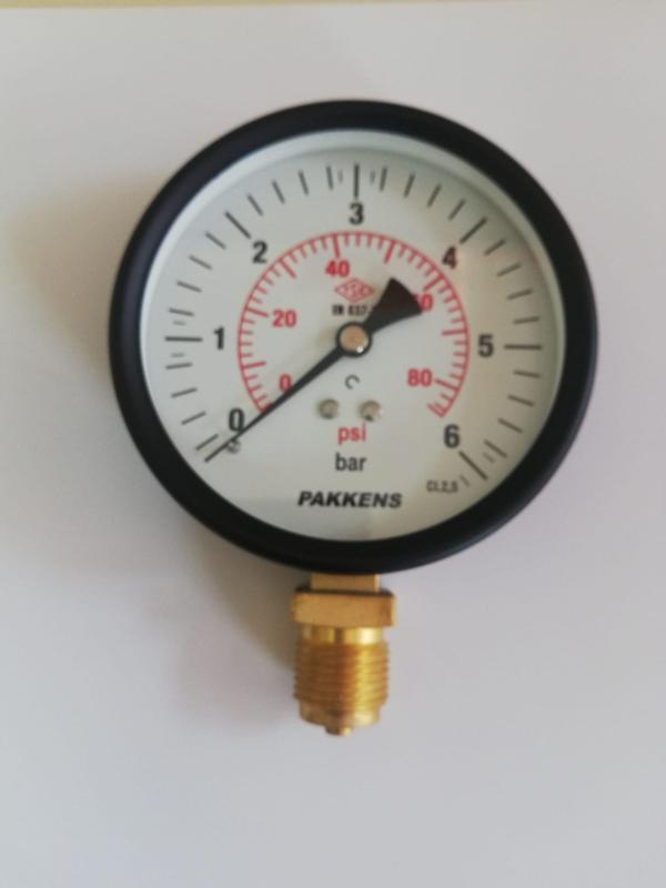 PAKKENS 100 MM 6 BAR ALTTAN BAĞLANTILI MANOMETRE  1/2'' - Image 1