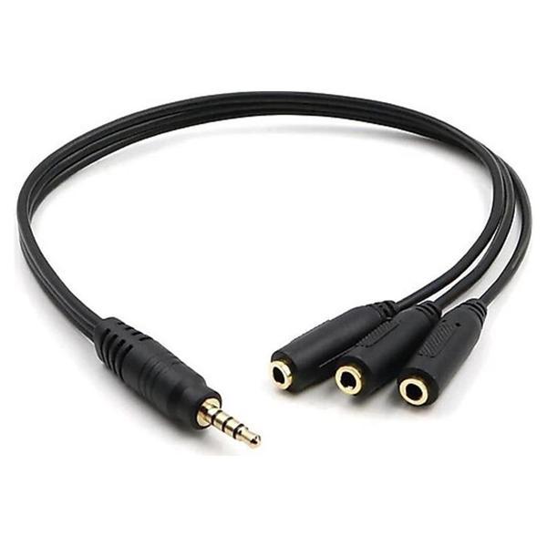 Kulaklık Çoklayıcı 3.5 Mm Erkek X 1/3 Stereo Dişi X 3 - 30 Cm Y Kablo - Image 1