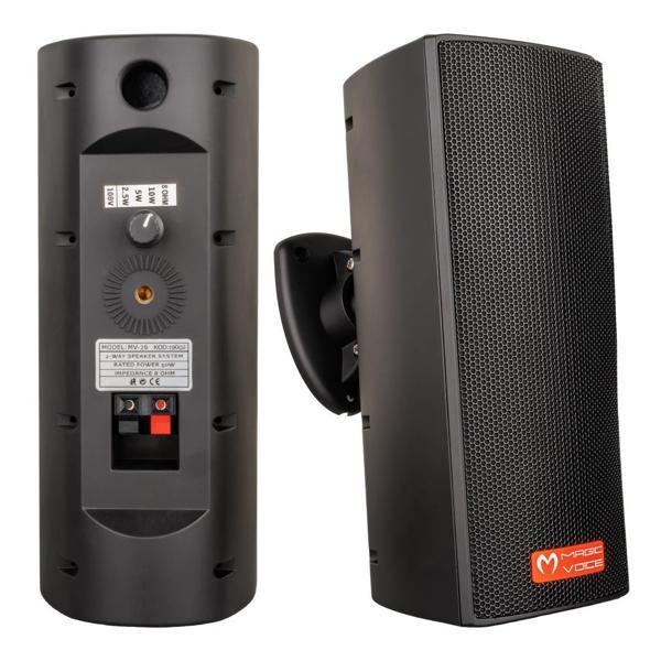 Magicvoice MV-26  2x7,5 Cm 50W 3 Yollu Siyah Sütun Hat Trafolu Hoparlör 2'li Takım - Image 1
