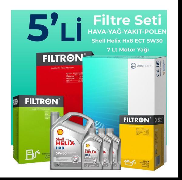 Filtron Toyota Hilux 3.0 Filtre Bakım Seti Shell Motor Yağlı (2006-2015) 5 Li - Image 1