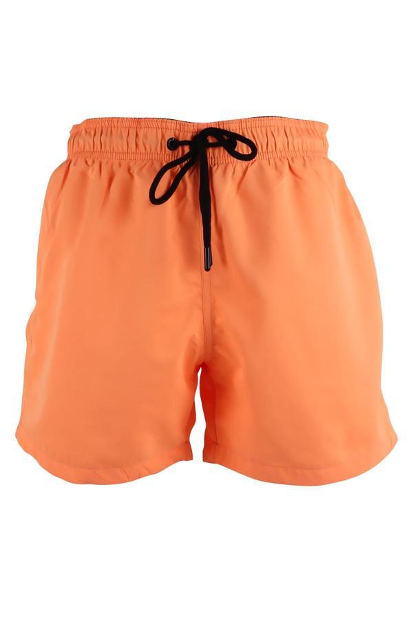 Erkek Deniz Şortu Cepli Polyester Su Yitici Özellik Tahriş Etmeyen Astar Neon Turuncu K-149 - Image 1